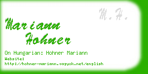 mariann hohner business card
